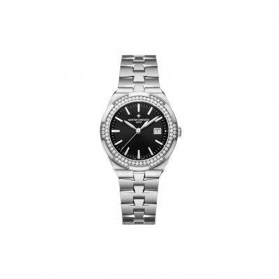 VACHERON CONSTANTIN OVERSEAS 33 QUARTZ STAINLESS STEEL DIAMOND BLACK DIAL WATCH 1205V/100A-B591